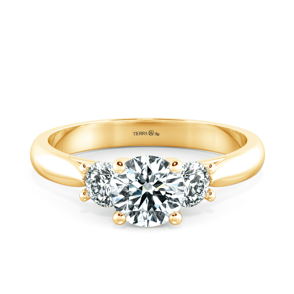 Nhẫn đính hôn Threestone đai trơn có bridge accent NCH3202 1